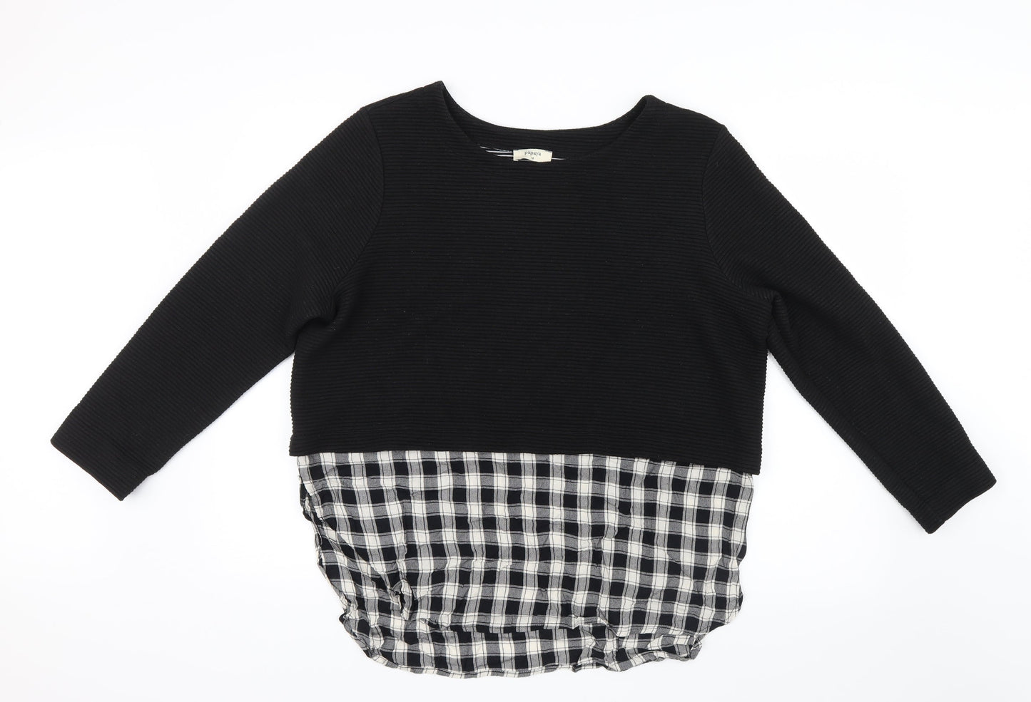 Papaya Womens Black Geometric Knit Pullover Jumper Size 18