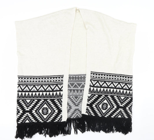 Primark Girls White Geometric Knit Cardigan Jumper Size 9-10 Years