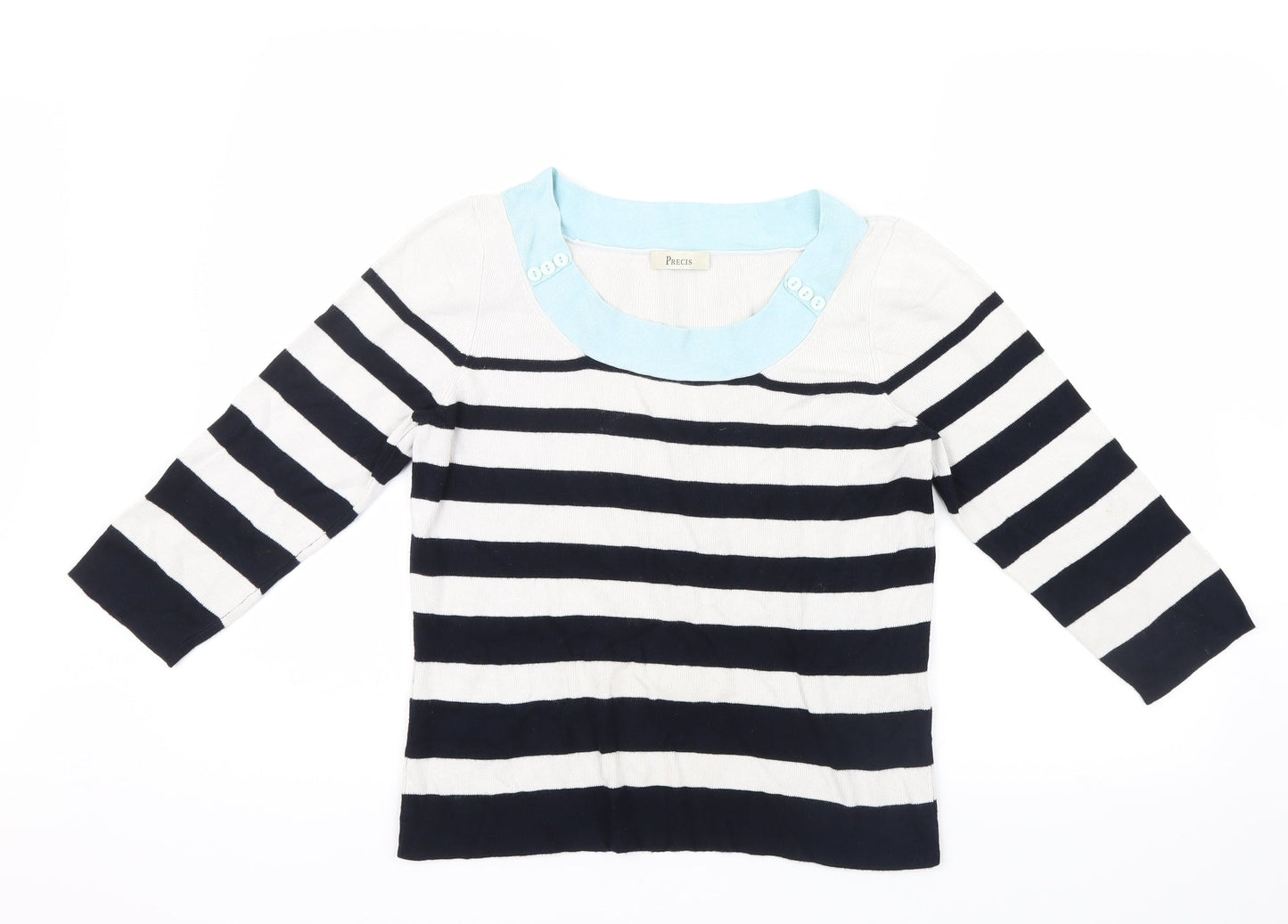 Precis Womens White Striped Knit Pullover Jumper Size M