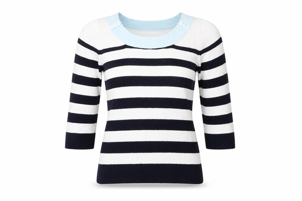 Precis Womens White Striped Knit Pullover Jumper Size M