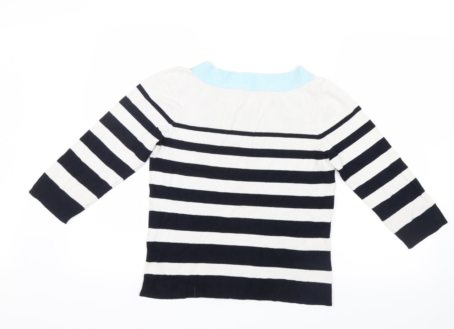 Precis Womens White Striped Knit Pullover Jumper Size M
