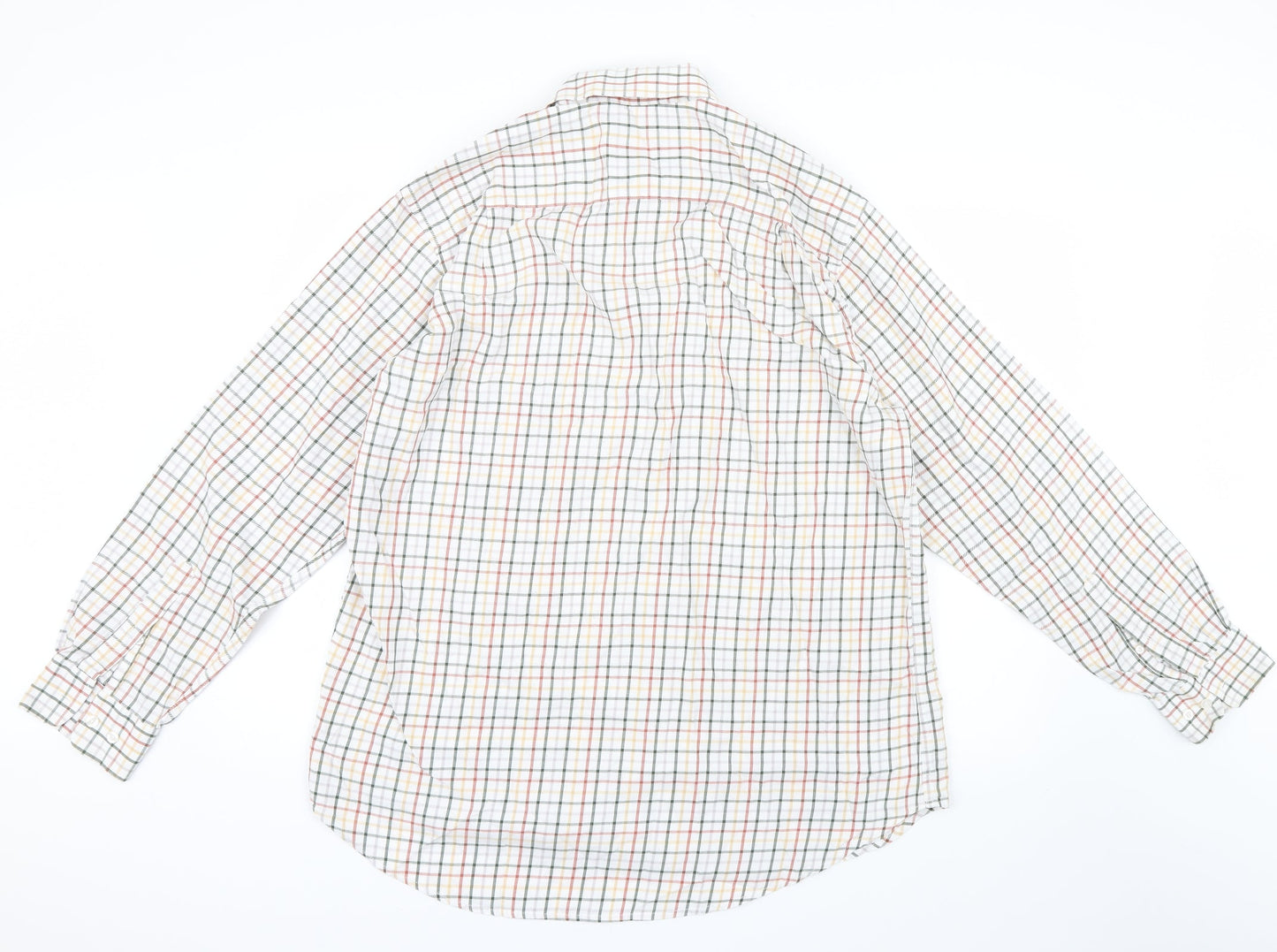 John M. Cotton Mens Green Check   Button-Up Size 17