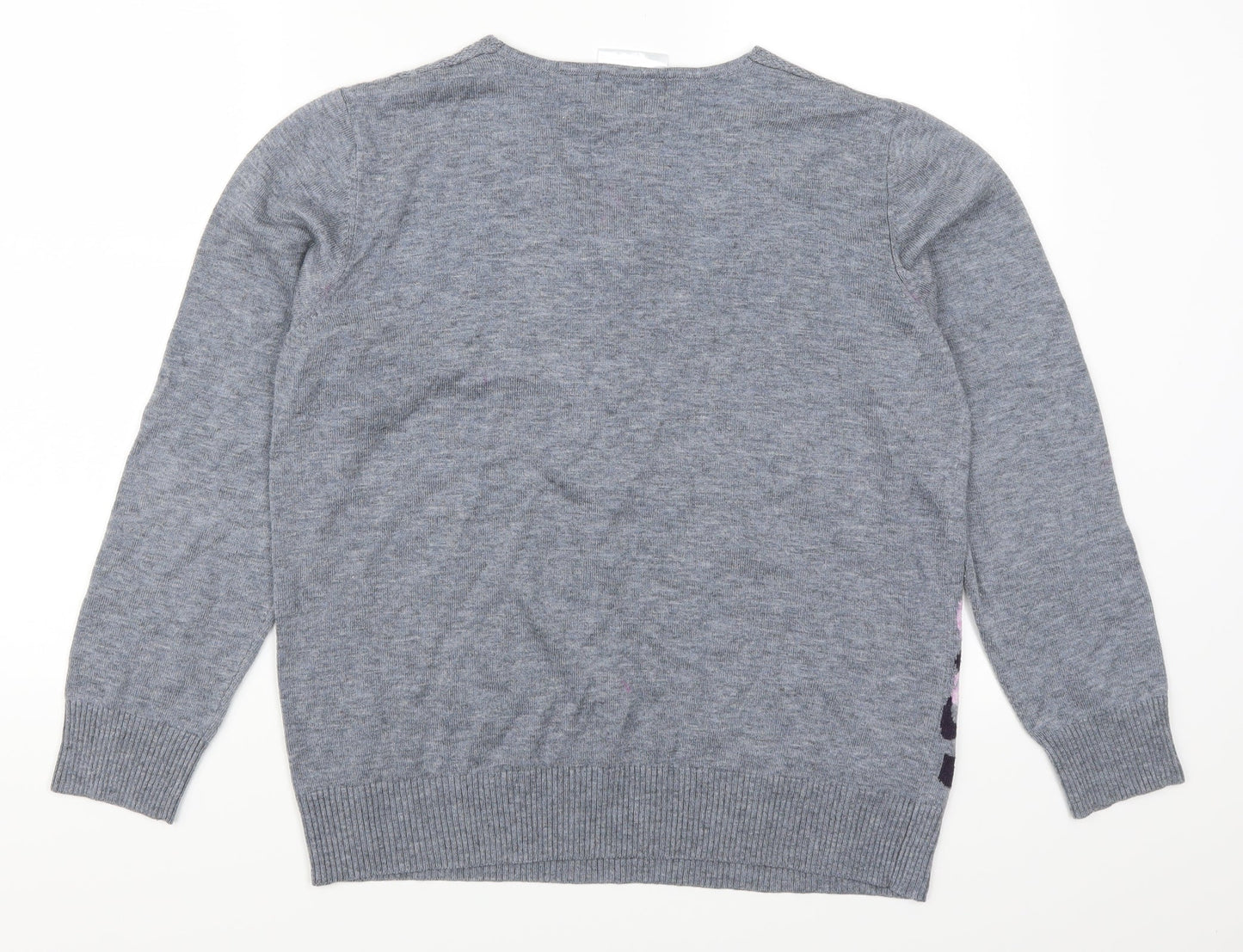 Afibel Womens Grey Floral  Pullover Jumper Size 16