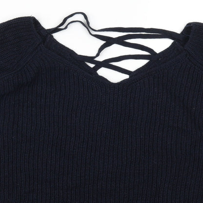 Close-up detail of F&F women’s blue jumper, size UK 10