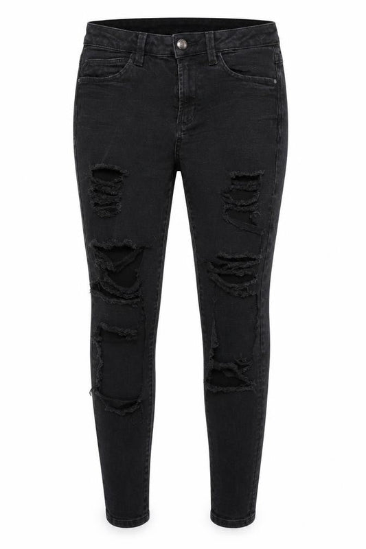 Denim Co Womens Black  Denim Skinny Jeans Size 10 L26 in - Heavily Distressed