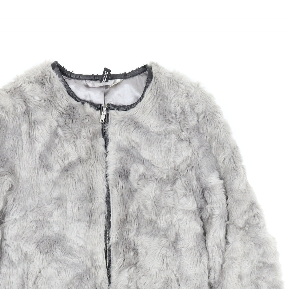 Divided Womens Grey   Jacket Coat Size 8  - Sherpa coat