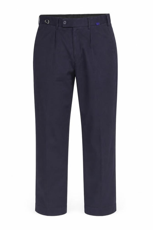 Front view of Dimensions men’s blue carpenter trousers, size 32, in, 29-inch leg