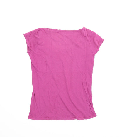 Back view of Xdye Monsters women’s purple basic t-shirt, size M