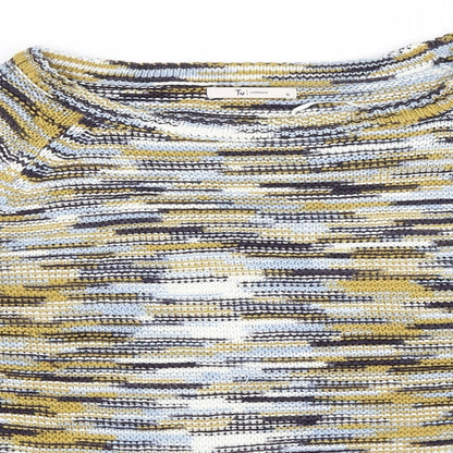 Close-up detail of Tu women’s blue jumper, size UK 10
