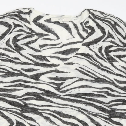 Close-up detail of Next women’s grey animal print basic t-shirt, size UK 10
