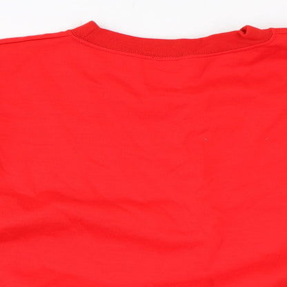 Close-up detail of Nelson Ashby men’s red pullover sweatshirt, size M