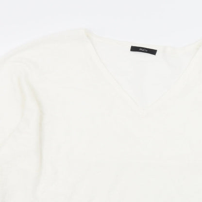 Close-up detail of M&Co women’s ivory knit jumper, size UK 10