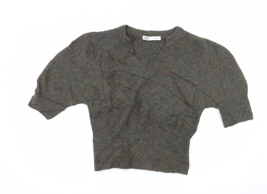 Zara Womens Green  Knit Pullover Jumper Size M