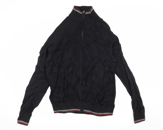 World Republic Mens Black  Knit Full Zip Jumper Size M