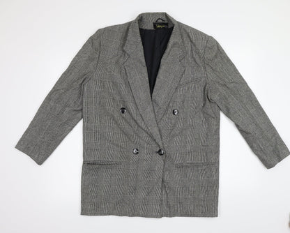 Additional front view of Valenzia women’s grey geometric overcoat coat, size UK 14