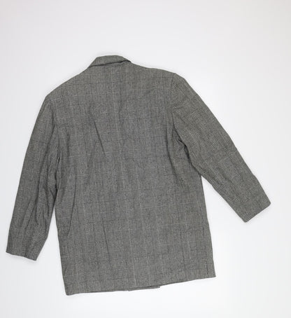 Back view of Valenzia women’s grey geometric overcoat coat, size UK 14