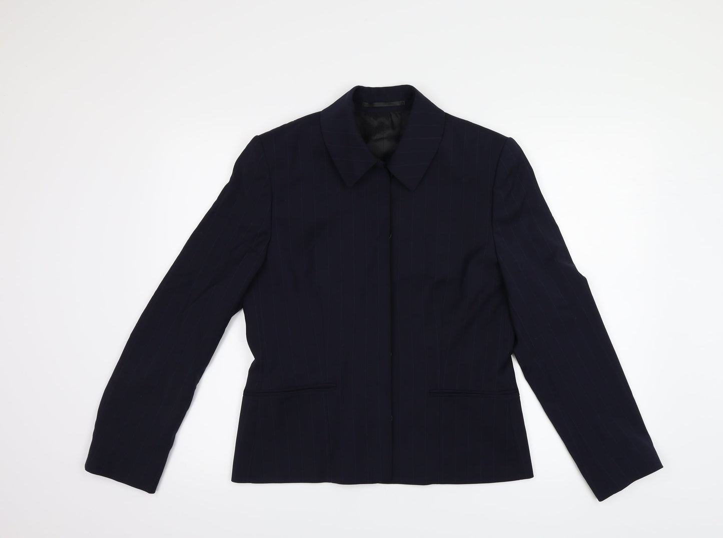 Wardrobes Womens Blue Striped  Jacket Suit Top Size 10