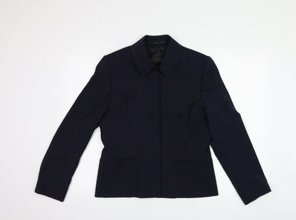 Additional front view of Wardrobes women’s blue striped jacket suit top, size UK 10