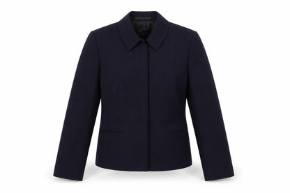 Front view of Wardrobes women’s blue striped jacket suit top, size UK 10