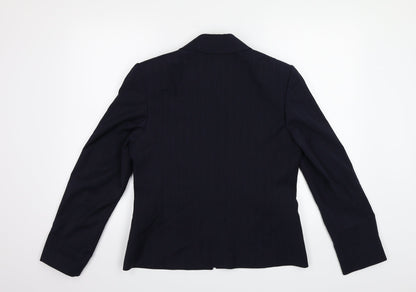 Back view of Wardrobes women’s blue striped jacket suit top, size UK 10