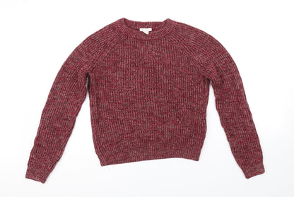 Additional front view of H&M women’s red houndstooth jumper, size S