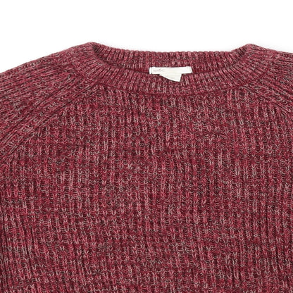 Close-up detail of H&M women’s red houndstooth jumper, size S