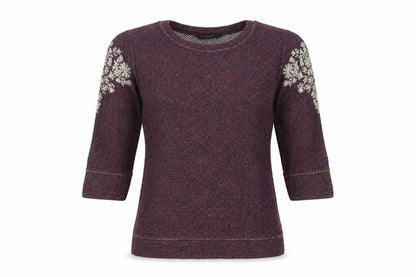 Front view of Dorothy Perkins women’s purple jumper, size UK 10