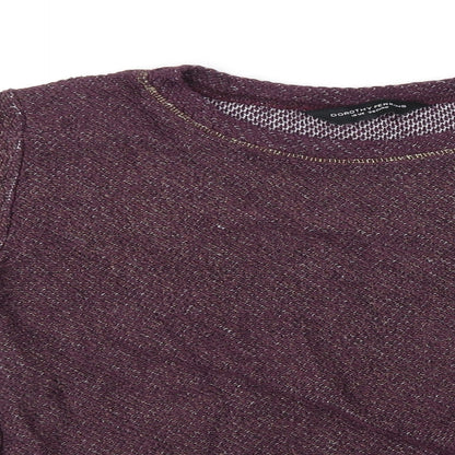 Close-up detail of Dorothy Perkins women’s purple jumper, size UK 10