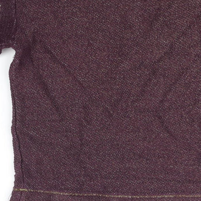 Brand and care label for Dorothy Perkins women’s purple jumper, size UK 10