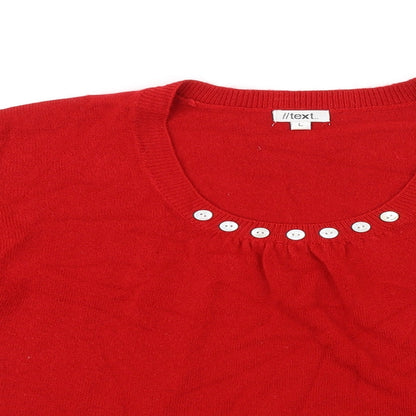 Close-up detail of TEXT women’s purple jumper, size L