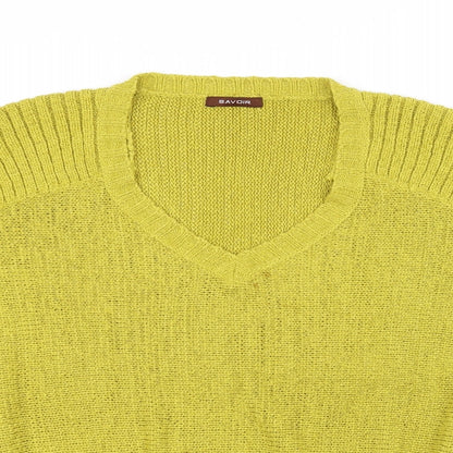 Close-up detail of Savior women’s white henley jumper, size UK 14