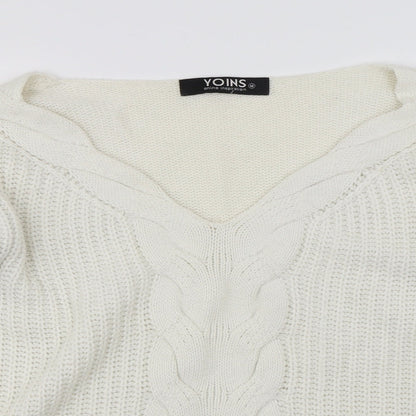 Close-up detail of Yoins women’s ivory jumper, size M