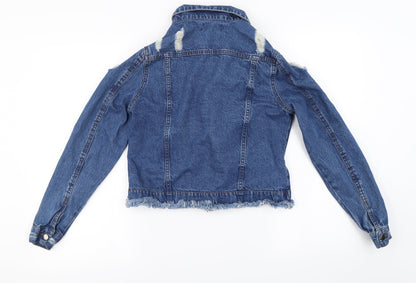 Back view of Select women’s blue jacket coat, size UK 12