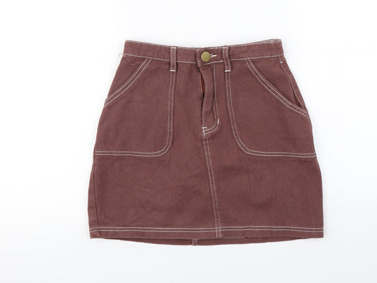Boohoo Womens Brown   A-Line Skirt Size 8