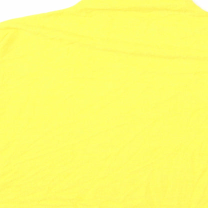 Brand and care label for H&M women’s yellow jumper, size L