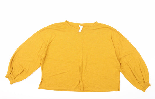 H&M Womens Yellow   Pullover Jumper Size L  - Balloon Sleeve