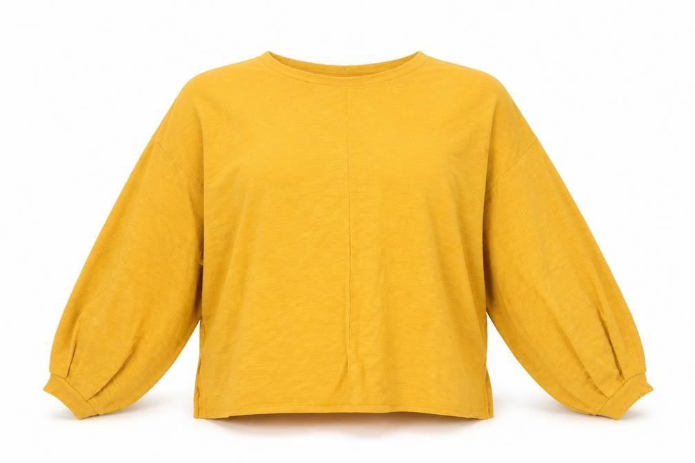 H&M Womens Yellow   Pullover Jumper Size L  - Balloon Sleeve