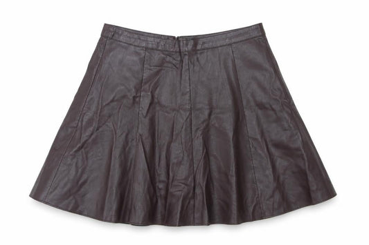 Front view of Miss Selfridge women’s purple flare skirt, size UK 10