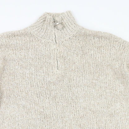 Close-up detail of pins& staples women’s grey jumper, size XS