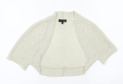 Front view of Next women’s gold cardigan jumper, size M