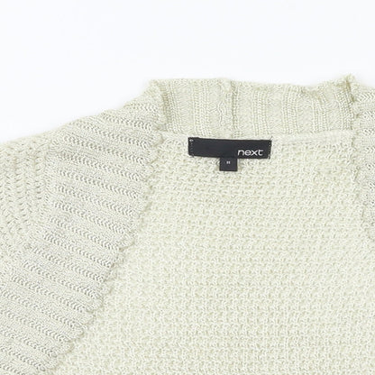 Close-up detail of Next women’s gold cardigan jumper, size M