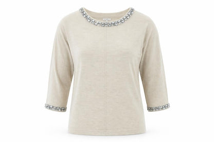 Front view of Part Two women’s beige basic t-shirt, size S