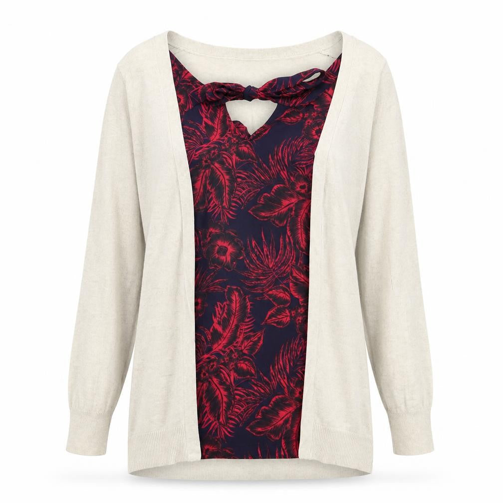 NEXT Womens Beige Floral Knit Pullover Jumper Size 6
