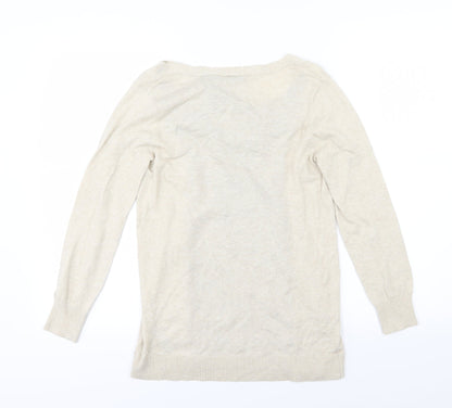 Back view of Next women’s beige floral knit jumper, size UK 6