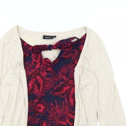 Close-up detail of Next women’s beige floral knit jumper, size UK 6