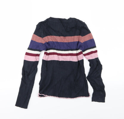 Back view of Marks & Spencer girls’ multicoloured striped knit jumper, size 8-9, years