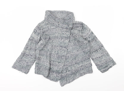 Front view of Kenar women’s grey knit cardigan jumper, size L