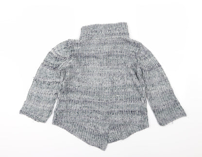 Back view of Kenar women’s grey knit cardigan jumper, size L