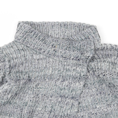 Close-up detail of Kenar women’s grey knit cardigan jumper, size L