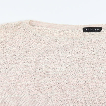 Close-up detail of Topshop women’s pink jumper, size UK 8